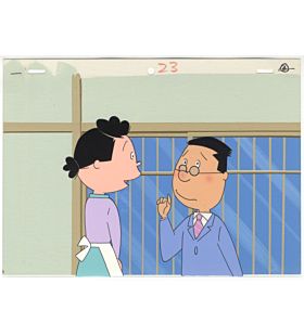 Original Sazae-san Anime Cel, Japanese animation celluloid, sazae fuguta, masao fuguta