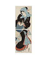 japanese art, japanese antique, woodblock print, ukiyo-e, Eisen Keisai, Town Girl with an Umbrella 