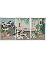 toyokuni III utagawa, kabuki play, edo period, japanese woodblock print, japanese art, japanese antique, ukiyo-e