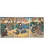 toyokuni III utagawa, autumn picnic, prince genji