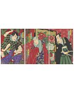 chikanobu yoshu, kabuki play, kabuki theatre, japanese actors, japanese design, japanese pattern