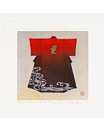 japanese woodblock print, kimono fashion, red, japanese contemporary art, love