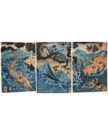 Kuniyoshi Utagawa, Minamoto no Tametomo Encounters a Storm on the Sea at Minamata, Higo Province 