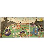 Kunisada II Utagawa, Four Seasons; Cherry Blossoms 