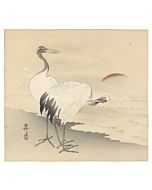 koson ohara, a couple of cranes, bird print