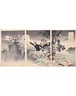 Toshikata Mizuno, General Matsuzaki, Battle, Anseong, Meiji, Bravery, War print, Japanese army, Chinese army, Original Japanese woodblock print