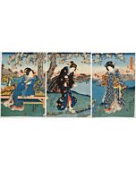 Toyokuni III Utagawa, Flower, Cherry Blossom Viewing
