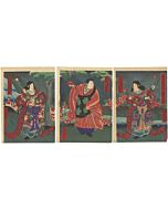 yoshitaki utagawa, kabuki actors, buddhist deities, japanese theatre, osaka-e