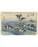 Hiroshige I, Summer Horse Fair, Landscape, Animals, Original Japanese woodblock print