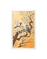 toshi yoshida, spring, bird, plum tree, japanese woodblock print