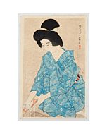 Ito Shinsui, shin hanga, kimono, japanese hairstyle, japanese woodblock print, antique