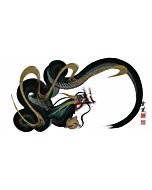 Tetsuya Abe, Green and Gold Dragon, One Stroke, Contemporary Art, Original Japanese ink painting