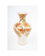 Yabu Meizan, Satsuma Vase with Bird and Maple Motif, Animal, Nature, Autumn, Fall, Ceramics, Original Japanese antique