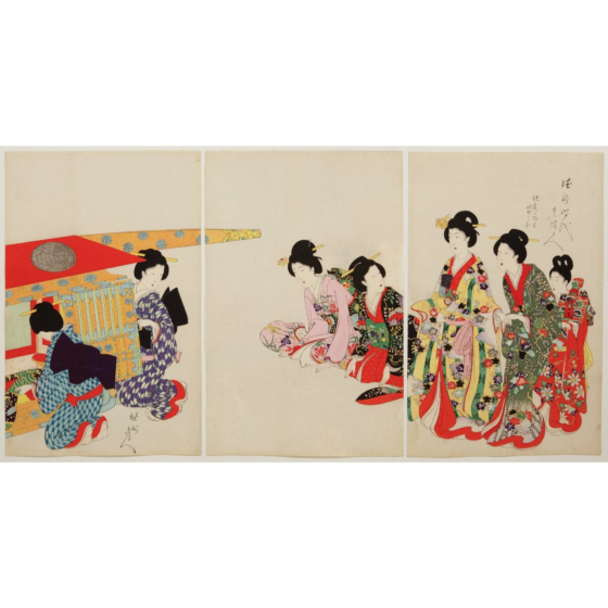 chikanobu yoshu, kimono design, original japanese woodblock print, japanese art, japanese antique, meiji period