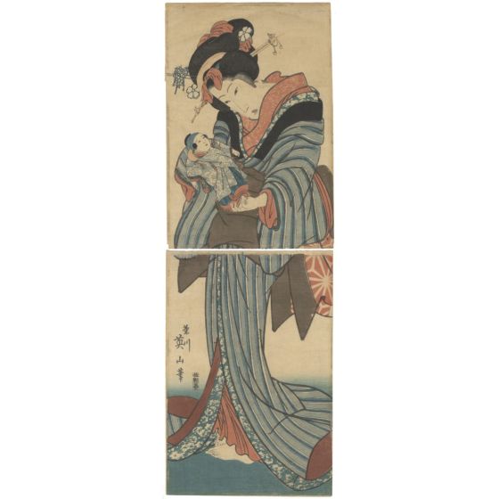Eizan Kikugawa, japanese beauty, kimono, japanese doll, japanese woodblock print, edo, japanese antique