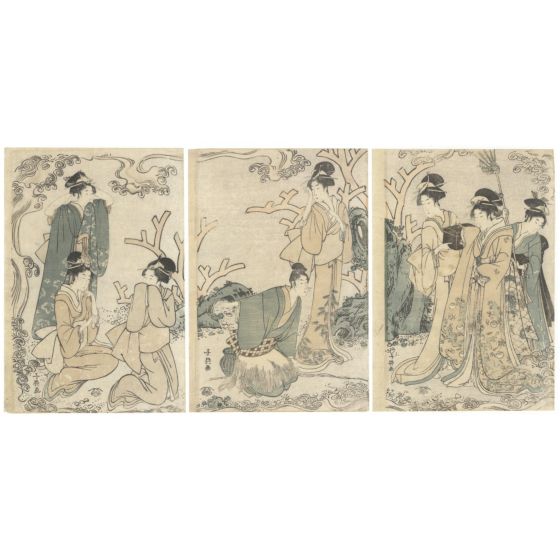choki eishosai, urashima taro, parody, edo era, beauty triptych