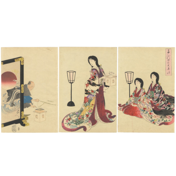 chikanobu, setsubun, spring, japan, japanese woodblock print
