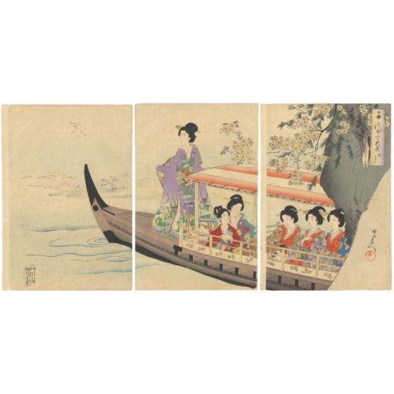 original japanese woodblock print, japanese art, kimono pattern, kimono design, court ladies, chiyoda palace, chikanobu