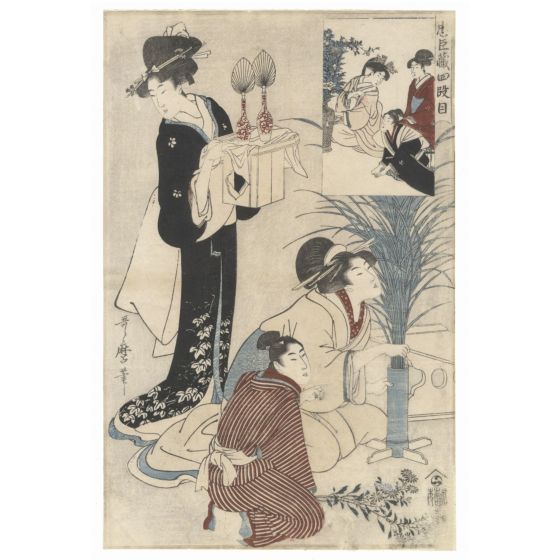 japanese woodblock print, japanese antique, edo period, utamaro kitagawa