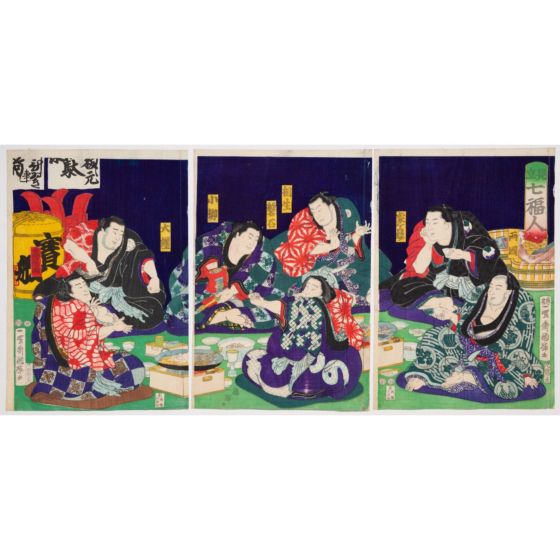 kuniteru II utagawa, Sumo Wrestlers as the Seven Lucky Gods