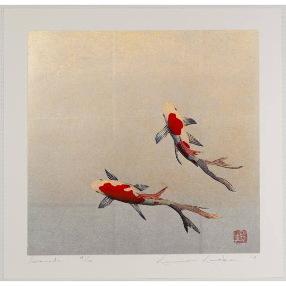japanese art, japanese antique, woodblock print, ukiyo-e, Kunio Kaneko, Serenade 48/150