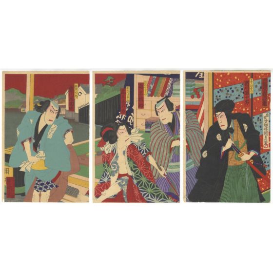 kunisada III utagawa, Kabuki Play, Yokonishimada Kanoko no Furisode