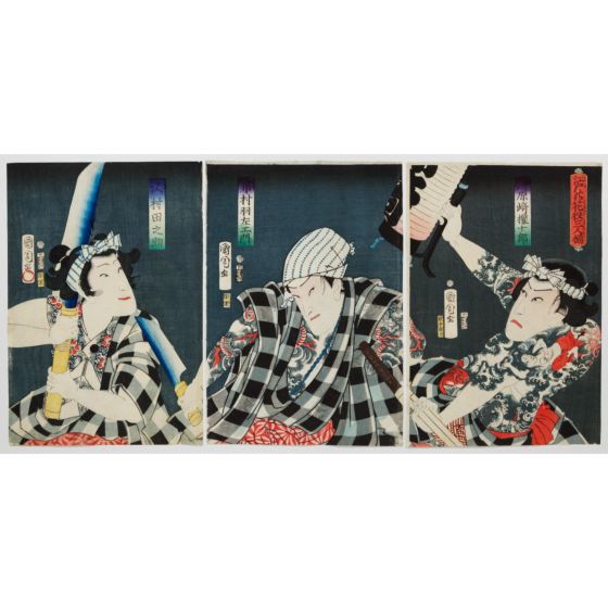 japanese art, japanese antique, woodblock print, ukiyo-e, Kunichika Toyohara, actor, tattoo