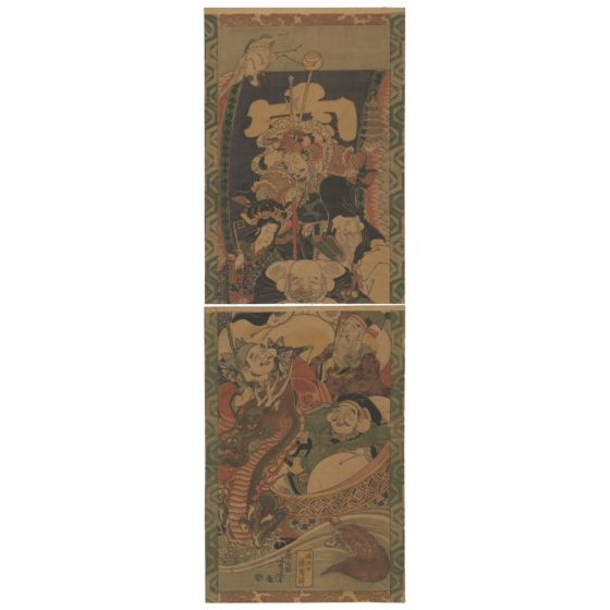 Yoshitora Utagawa, Seven Lucky Gods, Kakemono-e, japanese woodblock print, edo