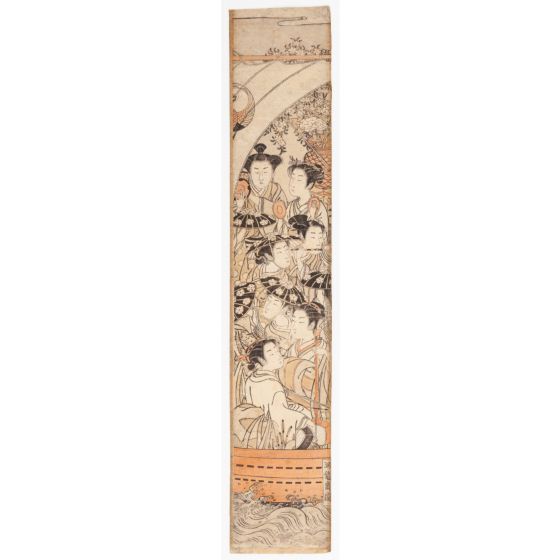 Koryusai Isoda, Hashira-e, jaoanese music, japanese woodblock print, sakura
