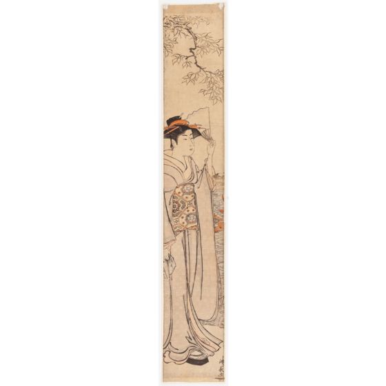 Kiyonaga Torii, Hashira-e, Beauty by the River, kimono, japanese woodblock print, antique