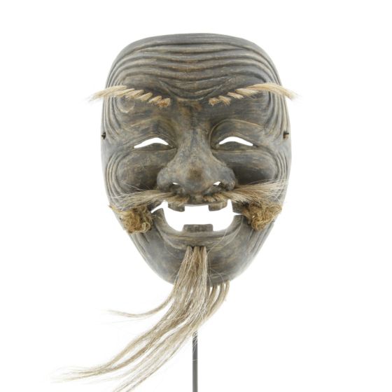 Okina, Noh Mask, Old Man, Kusumoto, Japanese antique, Japanese theatre