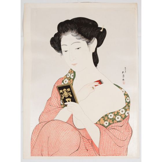 goyo hashiguchi, japanese make-up, japanese woodblock print, japanese beauty, antique, shin hanga