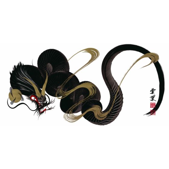 Tetsuya Abe, Black and Gold Dragon, One Stroke, Contemporary Art, Original Japanese ink painting