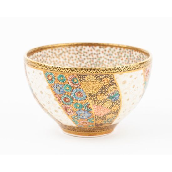 Dai Nippon Kozan Zo, Tea Bowl, Satsuma Ceramics, Butterflies, Japanese antique, Japanese art