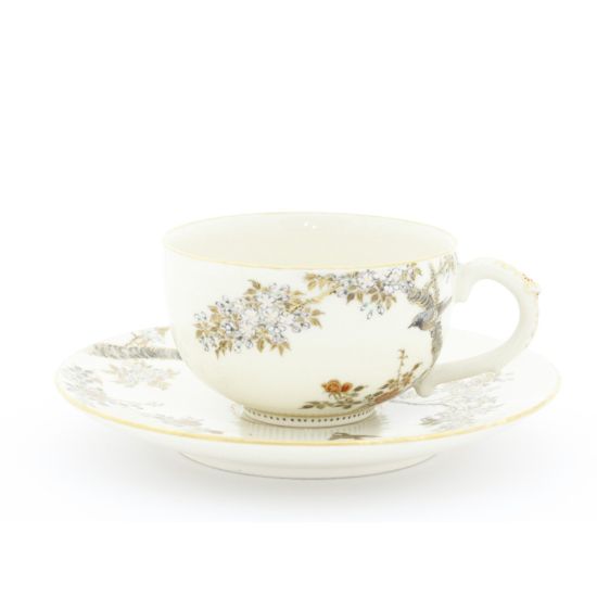 Yabu Meizan, Tea Cup and Saucer, Satsuma, Sakura, Japanese antique, Japanese art, Japan