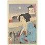 Yoshitoshi Tsukioka, Theatre District, One Hundred Aspects of the Moon, Beauty, Sunrise, Original Japanese woodblock print
