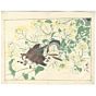 japanese art, japanese antique, woodblock print, ukiyo-e, Kyosai Kawanabe, Kyosai Kawanabe, Snake Catches a Sparrow