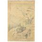 japanese art, japanese antique, woodblock print, ukiyo-e, Gekko Ogata (1859-1920)
Title: Jindai-zakura, Mt. Togakushi 