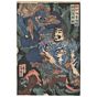 japanese art, japanese antique, woodblock print, ukiyo-e, Yoshiharu Utagawa, The Boatman, Zhang Heng