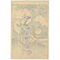 japanese art, japanese antique, woodblock print, ukiyo-e, Yoshitoshi Tsukioka, Cherry blossoms on the Moonlit Sumida River