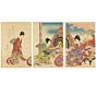 chikanobu, tokugawa, japanese court lady, sakura, kimono, japanese woodblock print, japanese antique