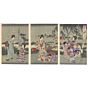 chikanobu yoshu, hotaru, fireflies, kimono design, japanese woodblock print, japanese antique