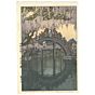 Hiroshi Yoshida, Kameido Bridge, Tokyo, Wisteria, Japanese Woodblock print, Japanese antique, Japan