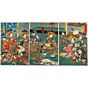 Toyokuni III Utagawa, female and beauty, kimono, triptych, original japanese woodblock print, antique
