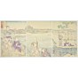Kunisada II Utagawa, Sunset with Fuji, The Rustic Genji, landscape, male and female, kimono, japanese art, japanese print, woodblock print, antique, ukiyoe