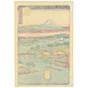 japanese woodblock print, japanese antique, ukiyo-e, landscape, mount fuji, hiroshige 