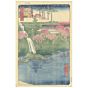 japanese woodblock print, japanese antique, ukiyo-e, landscape, sakura, hiroshige