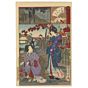 original japanese woodblock print, japanese art, kimono design, chrysanthemums