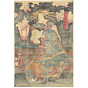 Toyokuni III, courtesan, sakura, cherry blossom, japanese tea house, japanese woodblock print, kimono
