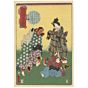 kunisada II, kimono, shishi lion, japanese woodblock print